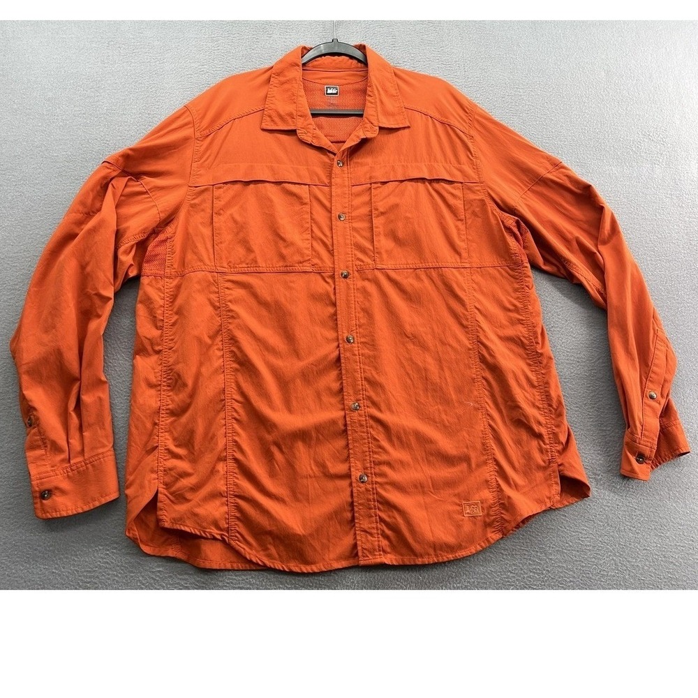 REI Co-op Shirt Men's XL Burnt Orange Sahara Long Sleeve Hiking Fishing Shirt
